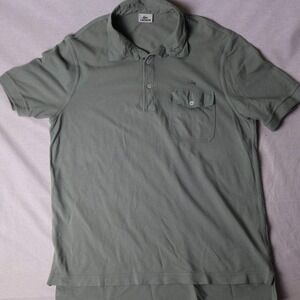 Lacoste Mens Pique Polo Shirt Sage Green Pocket Short Sleeve Size 6 XL
